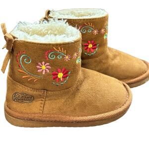 Disney Youth Kids Size 6 Elena Avalor Cozy Boots Cognac Faux Fux Suede Winter